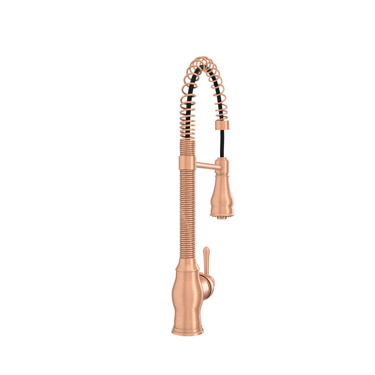 Copper Pre-Rinse Spring Kitchen Faucet, Single Level Solid Brass Kitchen Sink Faucets with Pull Down Sprayer - AK96518A-C