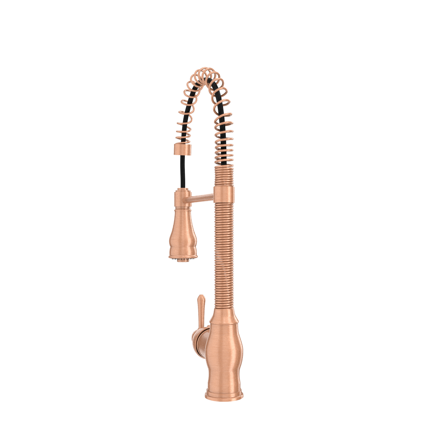 Copper Pre-Rinse Spring Kitchen Faucet, Single Level Solid Brass Kitchen Sink Faucets with Pull Down Sprayer - AK96518A-C