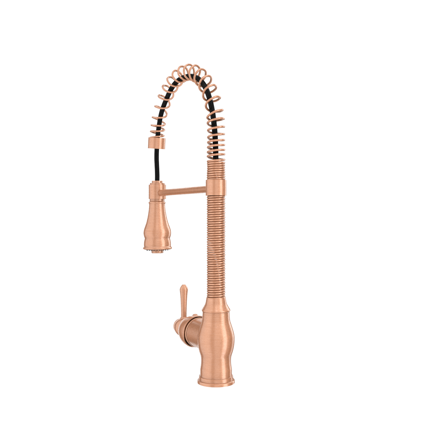 Copper Pre-Rinse Spring Kitchen Faucet, Single Level Solid Brass Kitchen Sink Faucets with Pull Down Sprayer - AK96518A-C