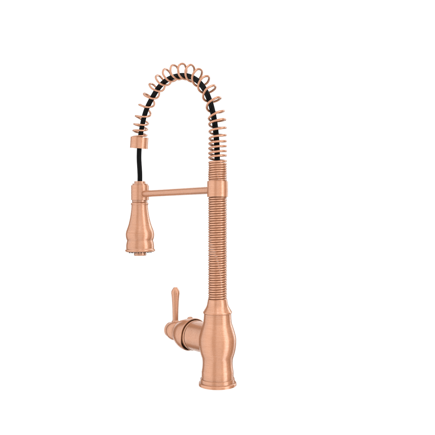 Copper Pre-Rinse Spring Kitchen Faucet, Single Level Solid Brass Kitchen Sink Faucets with Pull Down Sprayer - AK96518A-C