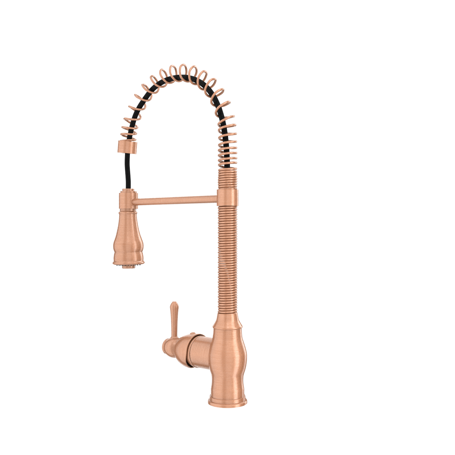 Copper Pre-Rinse Spring Kitchen Faucet, Single Level Solid Brass Kitchen Sink Faucets with Pull Down Sprayer - AK96518A-C