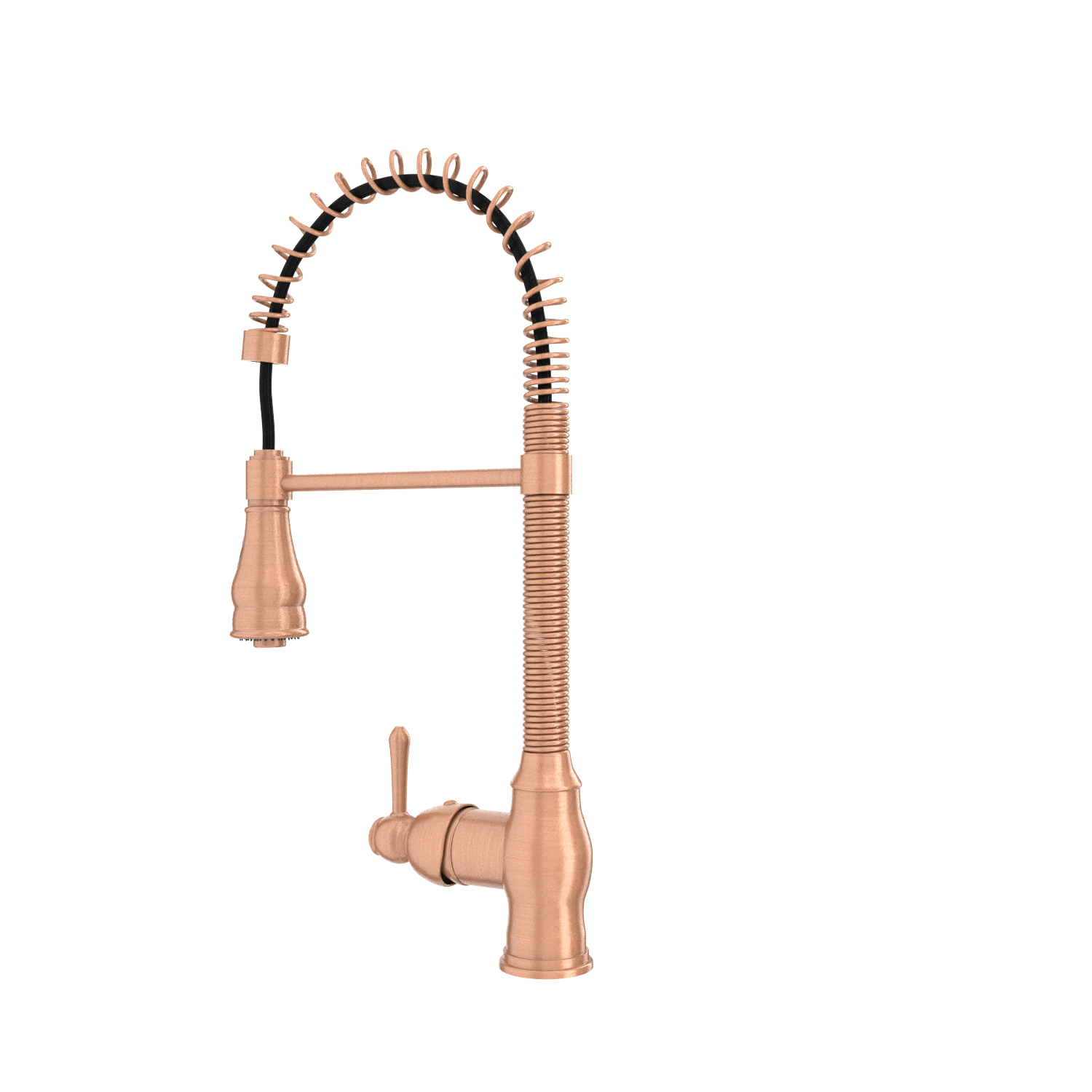 Copper Pre-Rinse Spring Kitchen Faucet, Single Level Solid Brass Kitchen Sink Faucets with Pull Down Sprayer - AK96518A-C