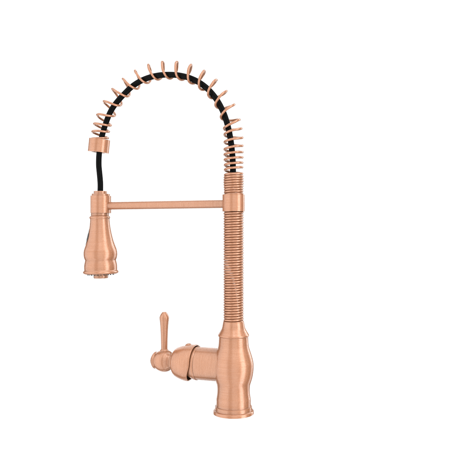 Copper Pre-Rinse Spring Kitchen Faucet, Single Level Solid Brass Kitchen Sink Faucets with Pull Down Sprayer - AK96518A-C