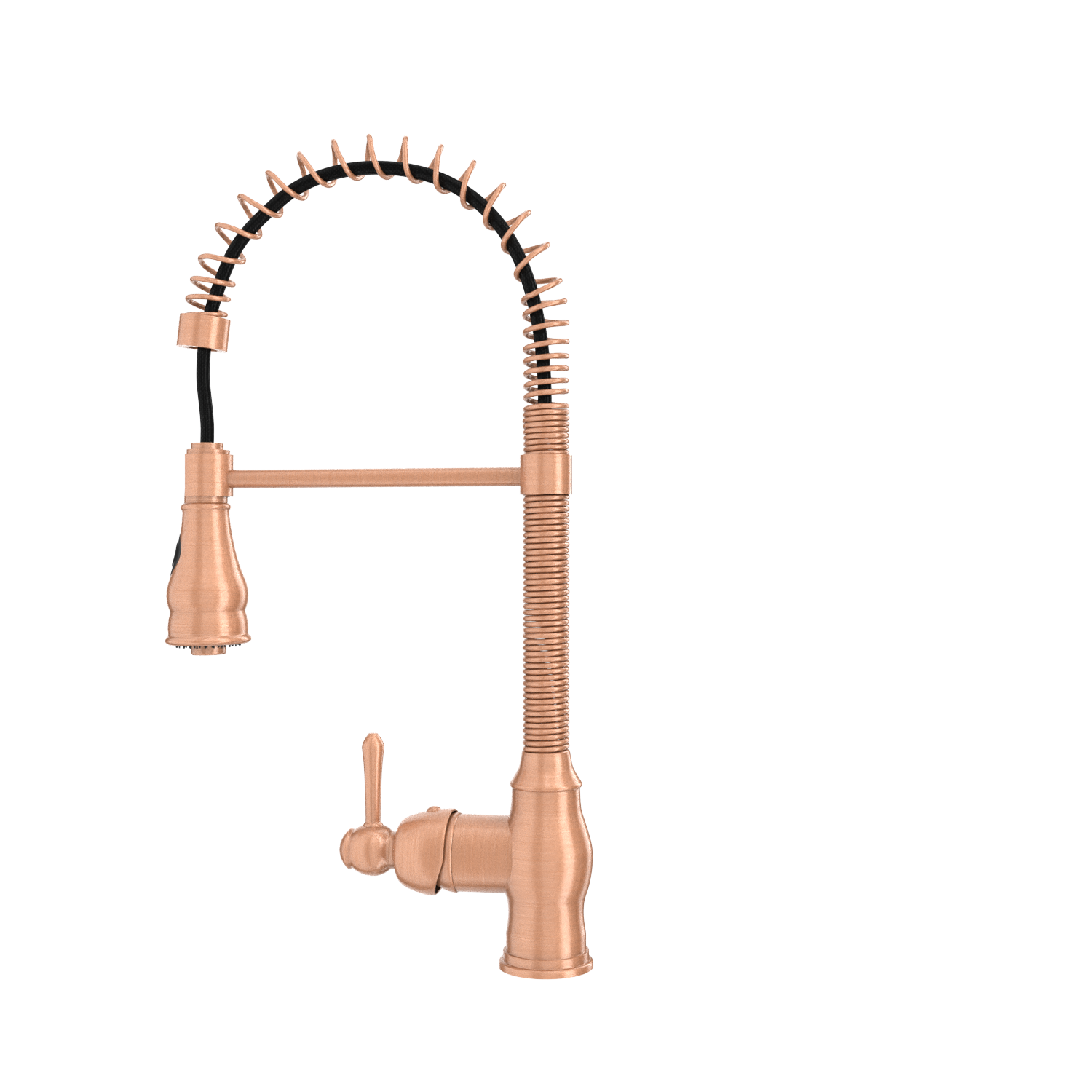 Copper Pre-Rinse Spring Kitchen Faucet, Single Level Solid Brass Kitchen Sink Faucets with Pull Down Sprayer - AK96518A-C