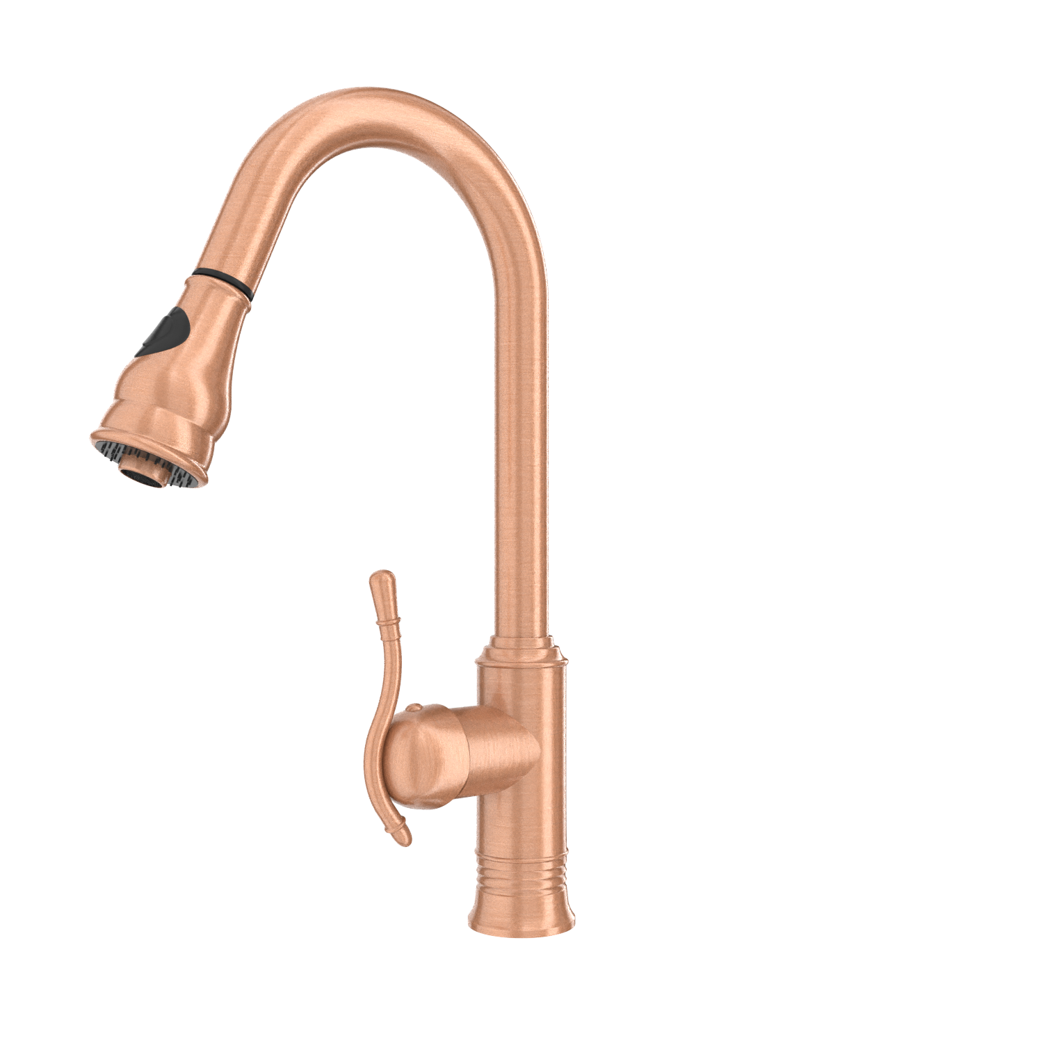 Copper Kitchen Faucet with Soap Dispenser, Single Handle Solid Brass High Arc Pull Down Sprayer Head Kitchen Sink Faucets with Deck Plate