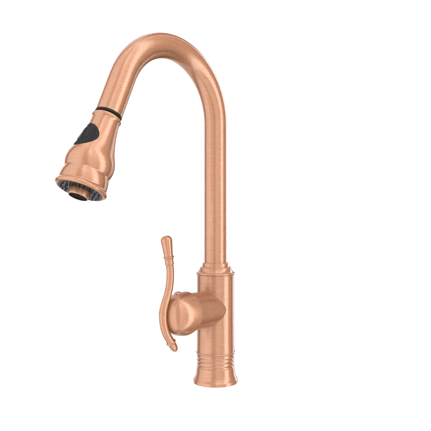 Copper Kitchen Faucet with Soap Dispenser, Single Handle Solid Brass High Arc Pull Down Sprayer Head Kitchen Sink Faucets with Deck Plate