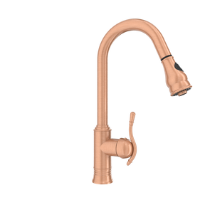 Copper Pull Out Kitchen Faucet, Single Level Solid Brass Kitchen Sink Faucets with Pull Down Sprayer - AK96415C