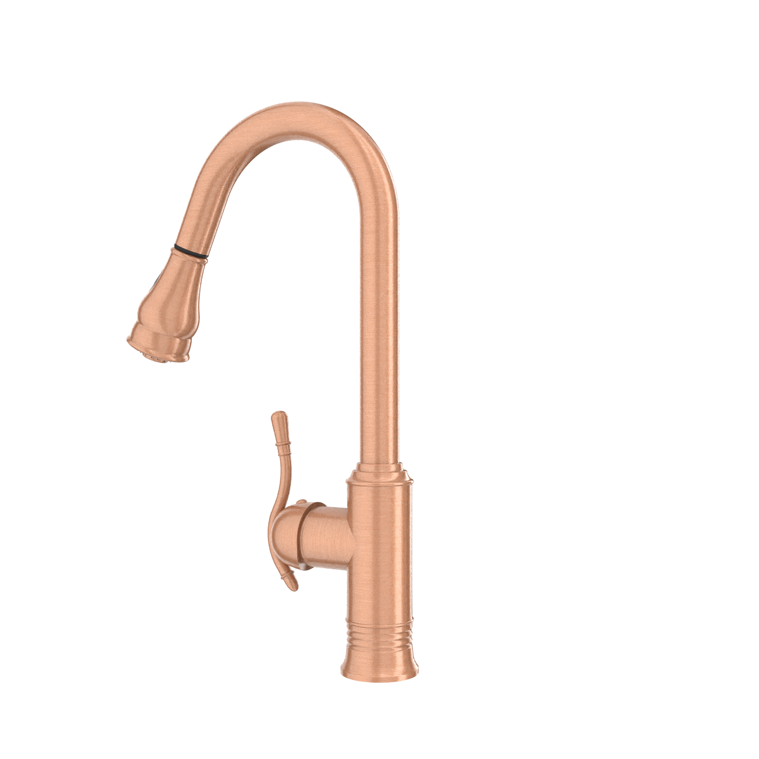 Copper Kitchen Faucet with Soap Dispenser, Single Handle Solid Brass High Arc Pull Down Sprayer Head Kitchen Sink Faucets with Deck Plate