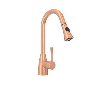 Copper Kitchen Faucet with Soap Dispenser, Single Handle Solid Brass High Arc Pull Down Sprayer Head Kitchen Sink Faucets with Deck Plate
