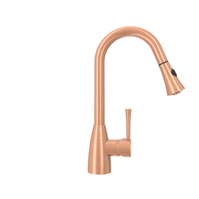 Copper Kitchen Faucet with Soap Dispenser, Single Handle Solid Brass High Arc Pull Down Sprayer Head Kitchen Sink Faucets with Deck Plate