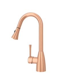 Copper Kitchen Faucet with Soap Dispenser, Single Handle Solid Brass High Arc Pull Down Sprayer Head Kitchen Sink Faucets with Deck Plate