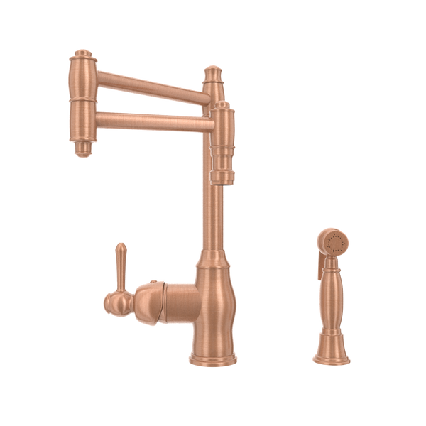 One-Handle Copper Pot Filler Kitchen Faucet with Side Sprayer - AK96918P2