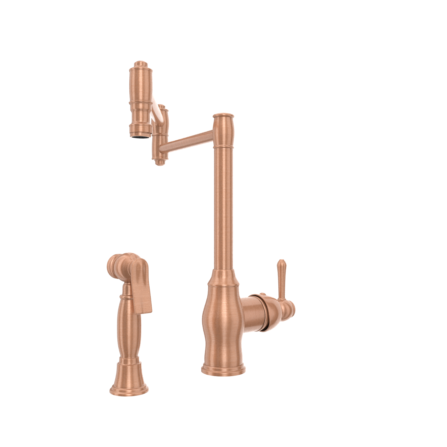 One-Handle Copper Pot Filler Kitchen Faucet with Side Sprayer - AK96918P1