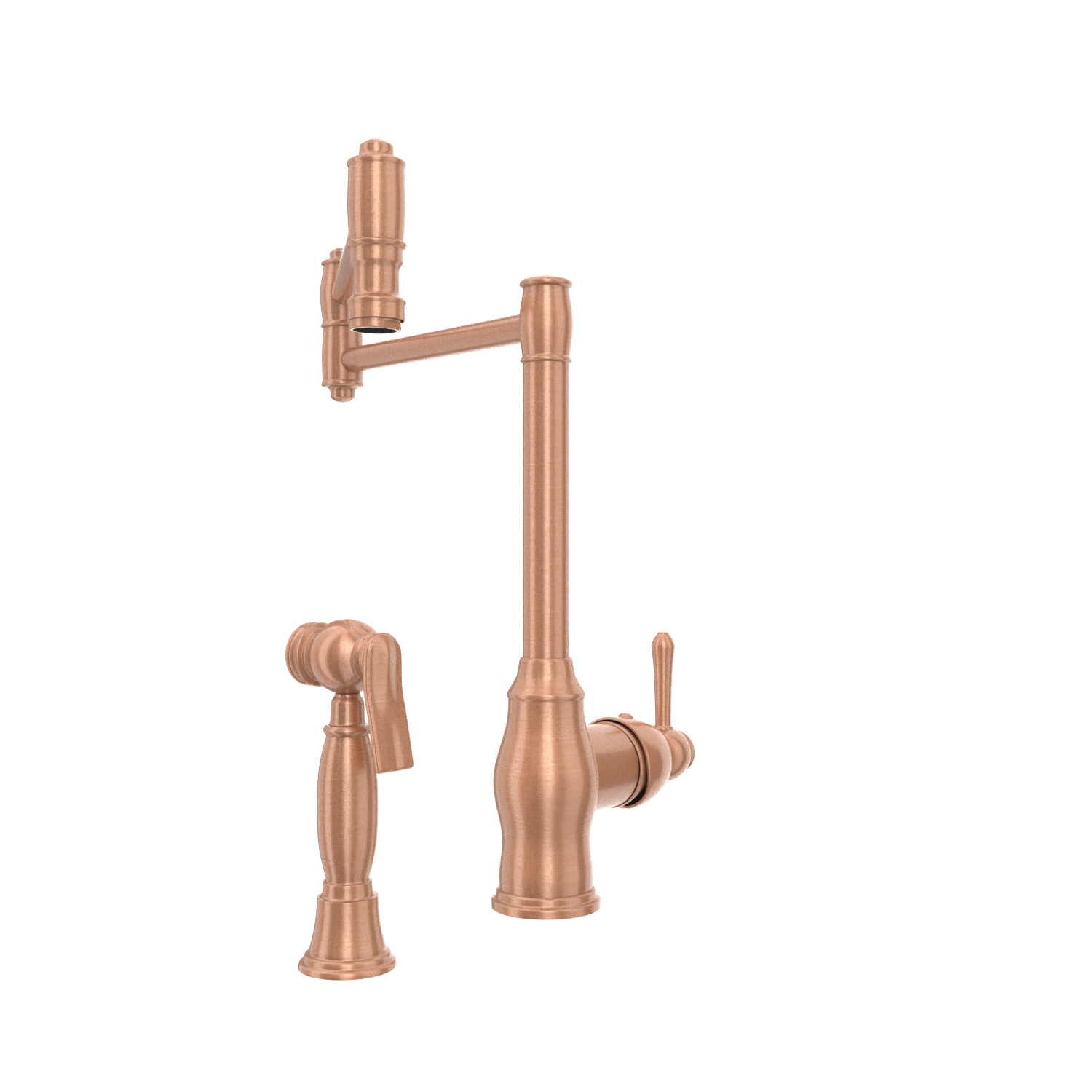One-Handle Copper Pot Filler Kitchen Faucet with Side Sprayer - AK96918P1