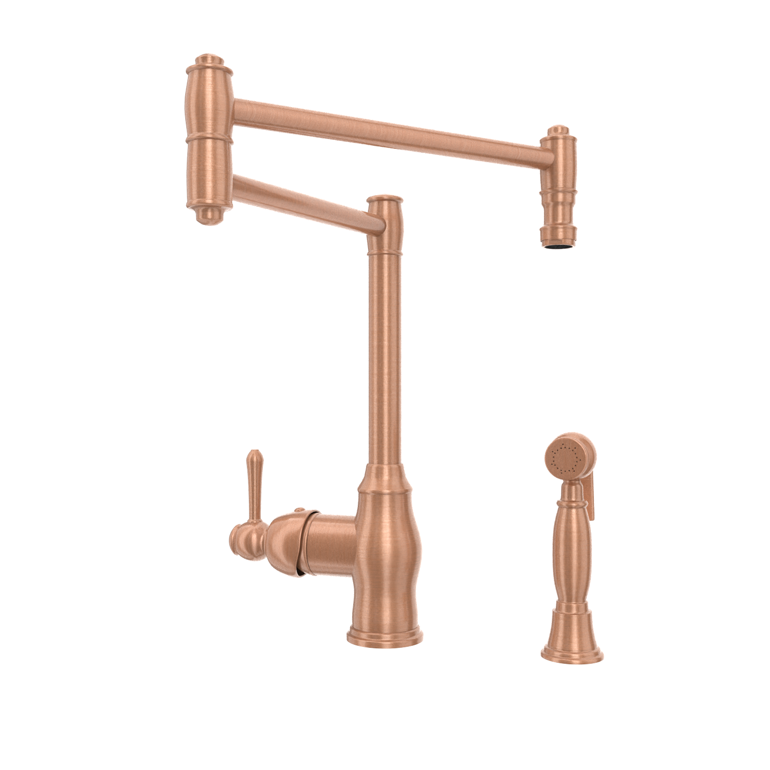 One-Handle Copper Pot Filler Kitchen Faucet with Side Sprayer - AK96918P1