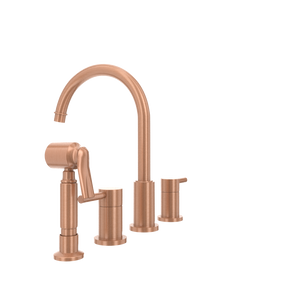 Two-Handles Copper Widespread Kitchen Faucet with Side Sprayer - AK96866