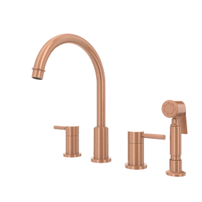 Two-Handles Copper Widespread Kitchen Faucet with Side Sprayer - AK96866