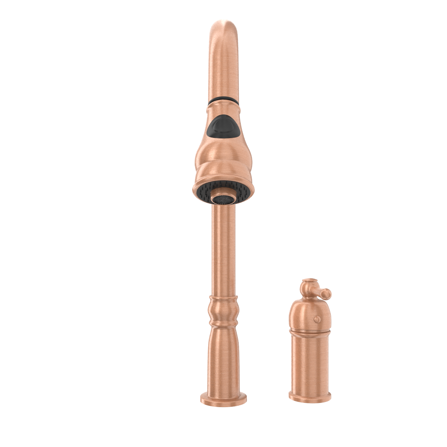 Copper Kitchen Faucet with in-Deck Handle and Soap Dispenser, Single Handle Solid Brass High Arc Pull Down Sprayer Head Kitchen Sink Faucet