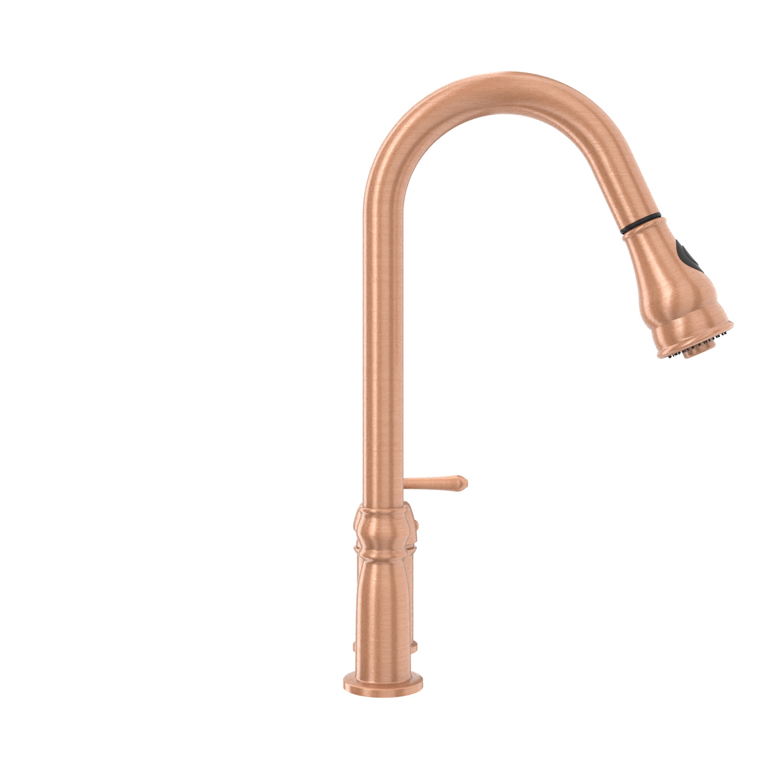 Copper Kitchen Faucet with in-Deck Handle and Soap Dispenser, Single Handle Solid Brass High Arc Pull Down Sprayer Head Kitchen Sink Faucet