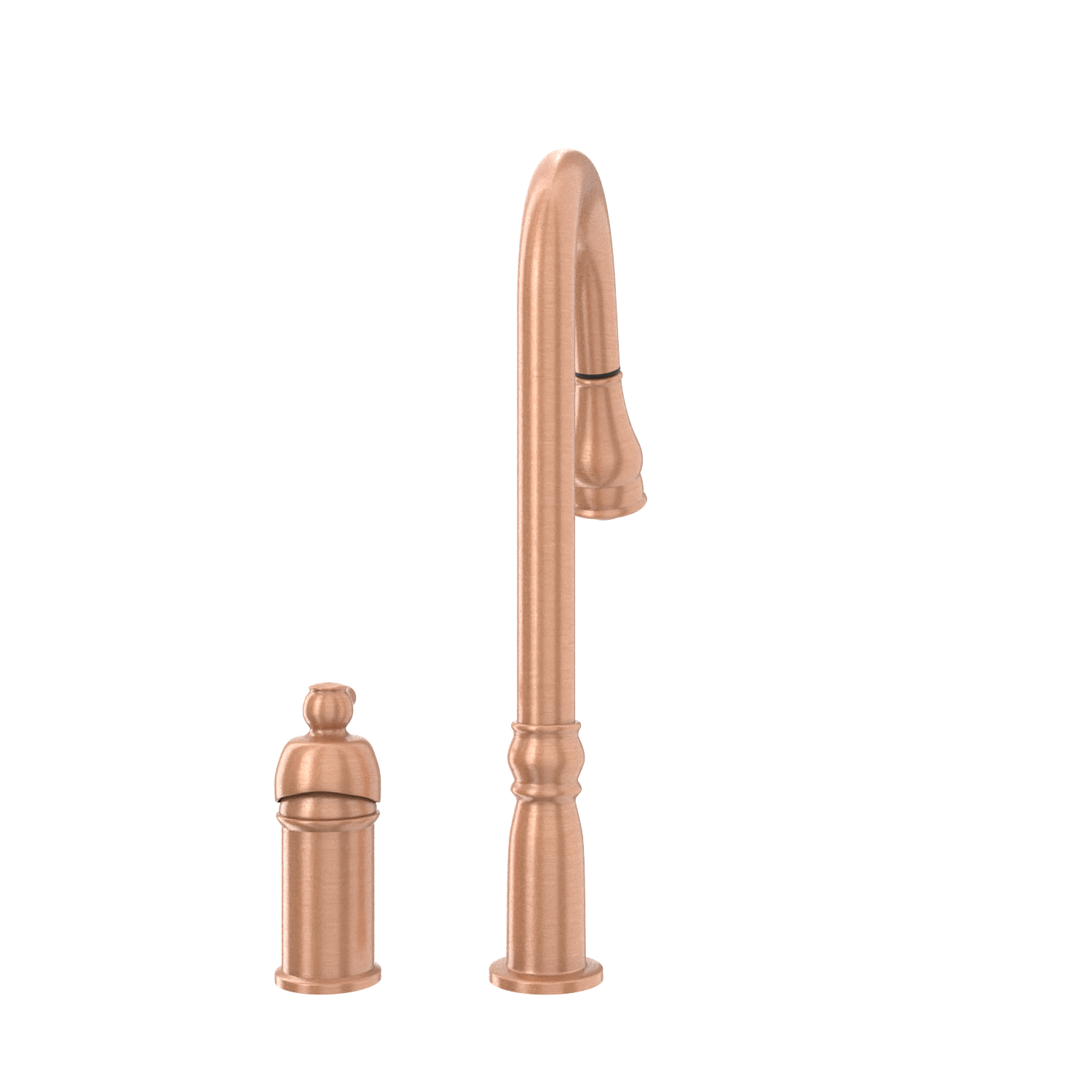 Copper Kitchen Faucet with in-Deck Handle and Soap Dispenser, Single Handle Solid Brass High Arc Pull Down Sprayer Head Kitchen Sink Faucet