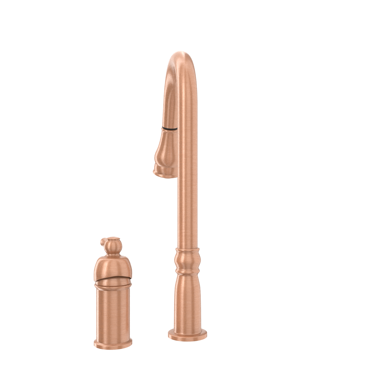 Copper Kitchen Faucet with in-Deck Handle and Soap Dispenser, Single Handle Solid Brass High Arc Pull Down Sprayer Head Kitchen Sink Faucet