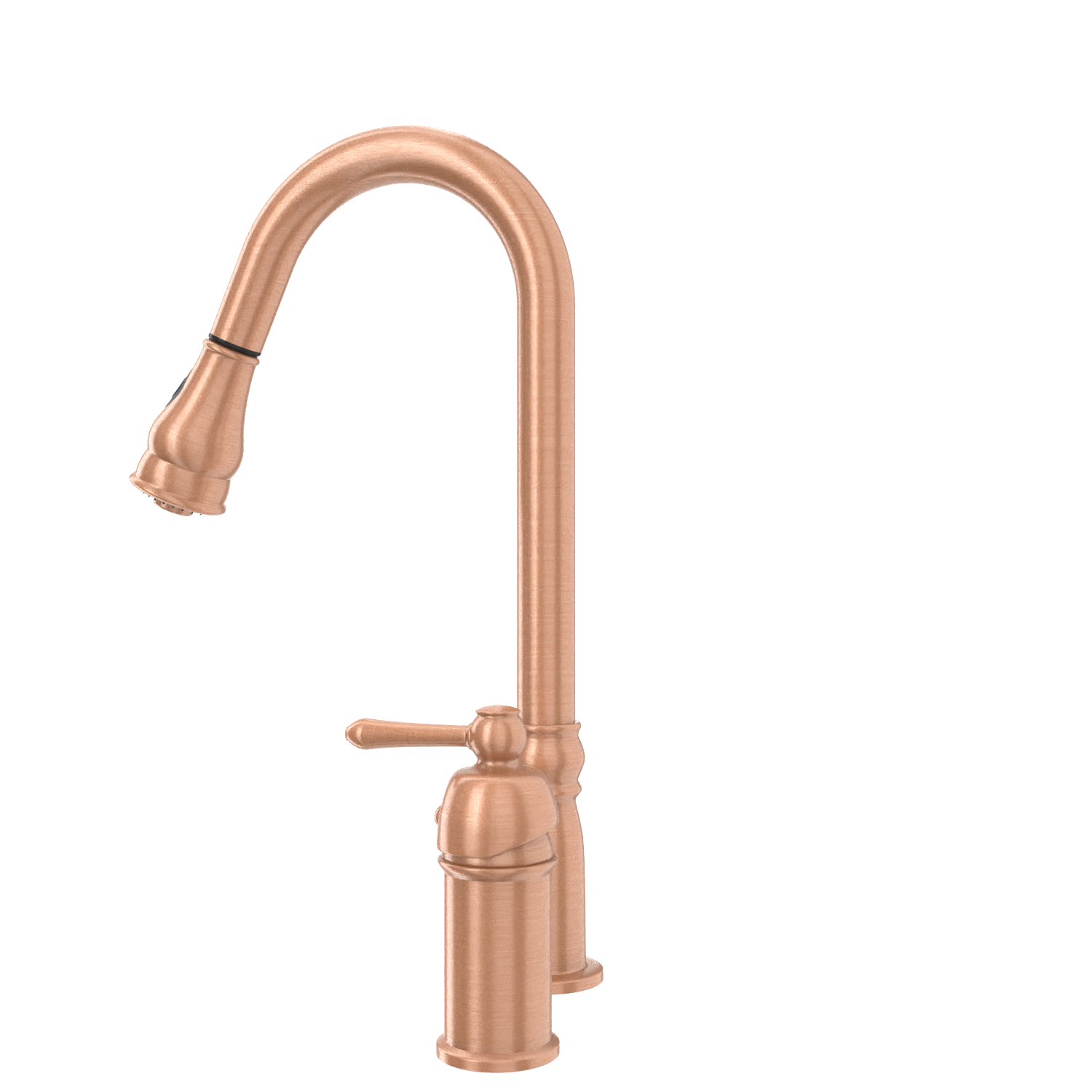 Copper Kitchen Faucet with in-Deck Handle and Soap Dispenser, Single Handle Solid Brass High Arc Pull Down Sprayer Head Kitchen Sink Faucet