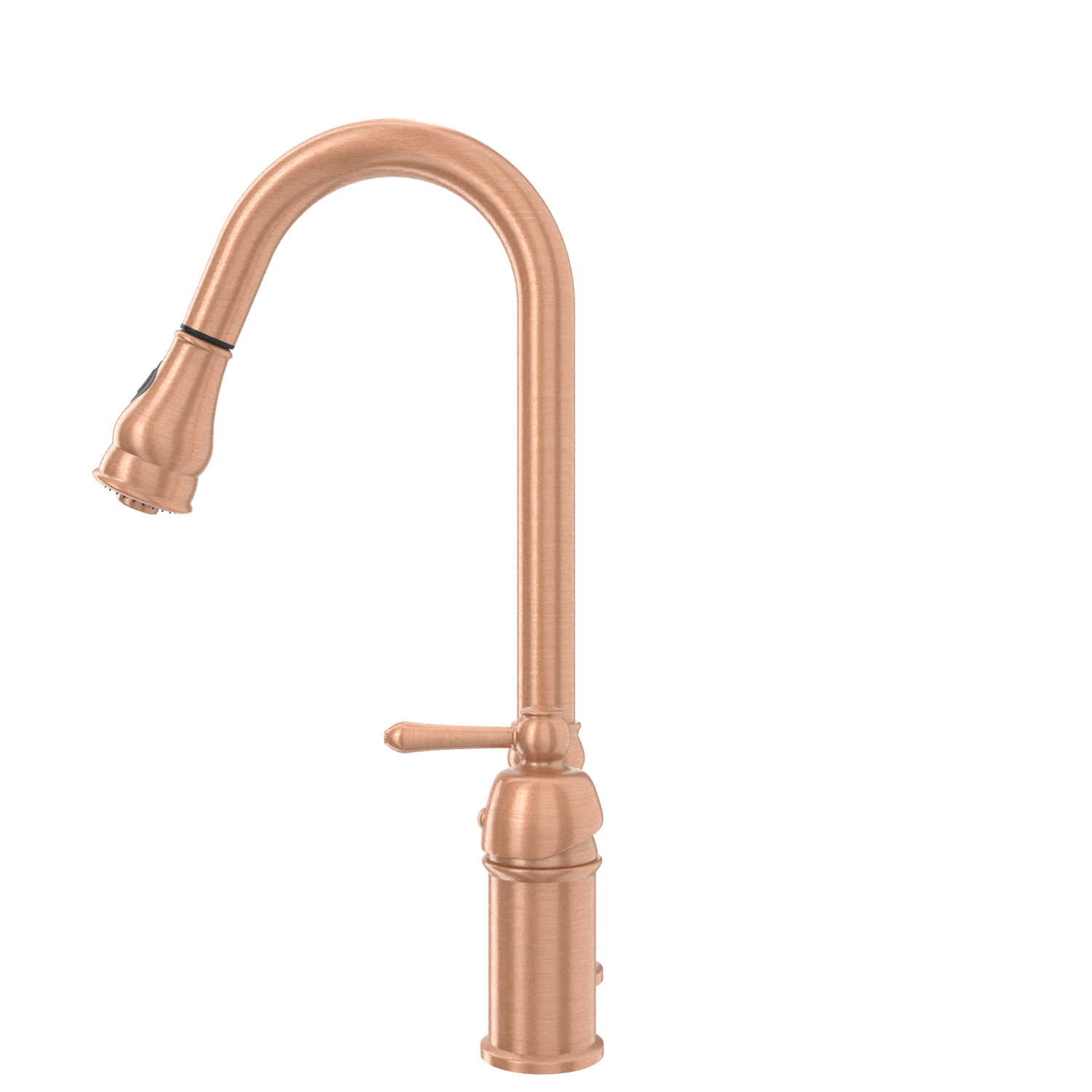 Copper Kitchen Faucet with in-Deck Handle and Soap Dispenser, Single Handle Solid Brass High Arc Pull Down Sprayer Head Kitchen Sink Faucet