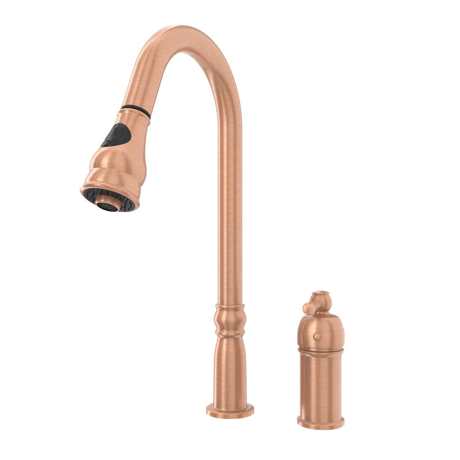 Copper Kitchen Faucet with in-Deck Handle and Soap Dispenser, Single Handle Solid Brass High Arc Pull Down Sprayer Head Kitchen Sink Faucet