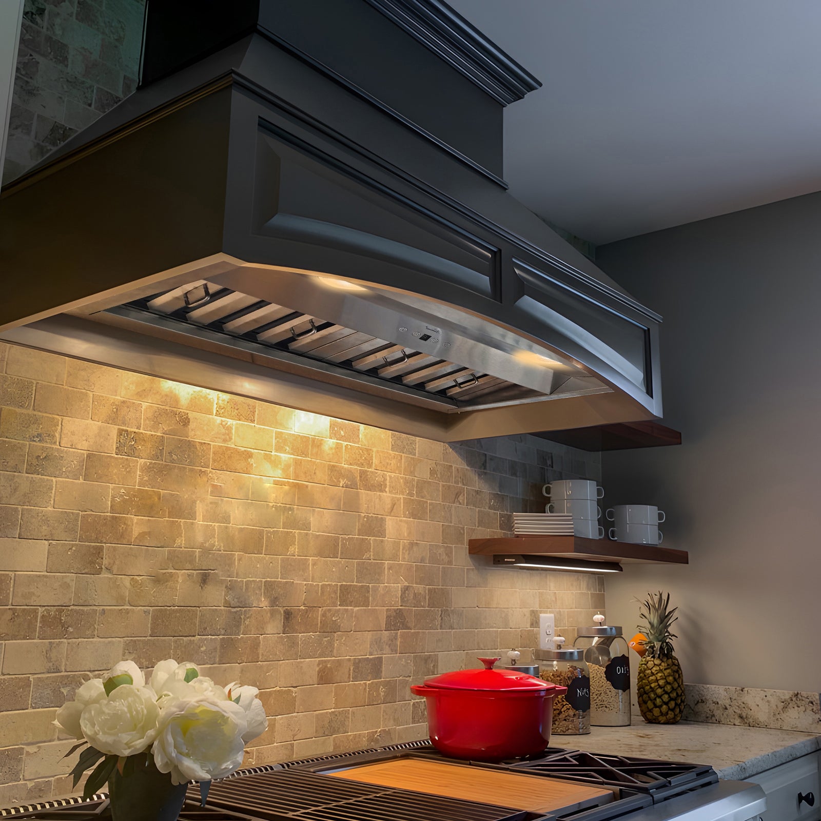 Range Hood Insert 30 Inch, Ultra Quiet, Powerful Suction Built-in Kitchen  Vent Hood, Stainless Steel Ducted Stove Hood with Dimmable LED Lights Warm  