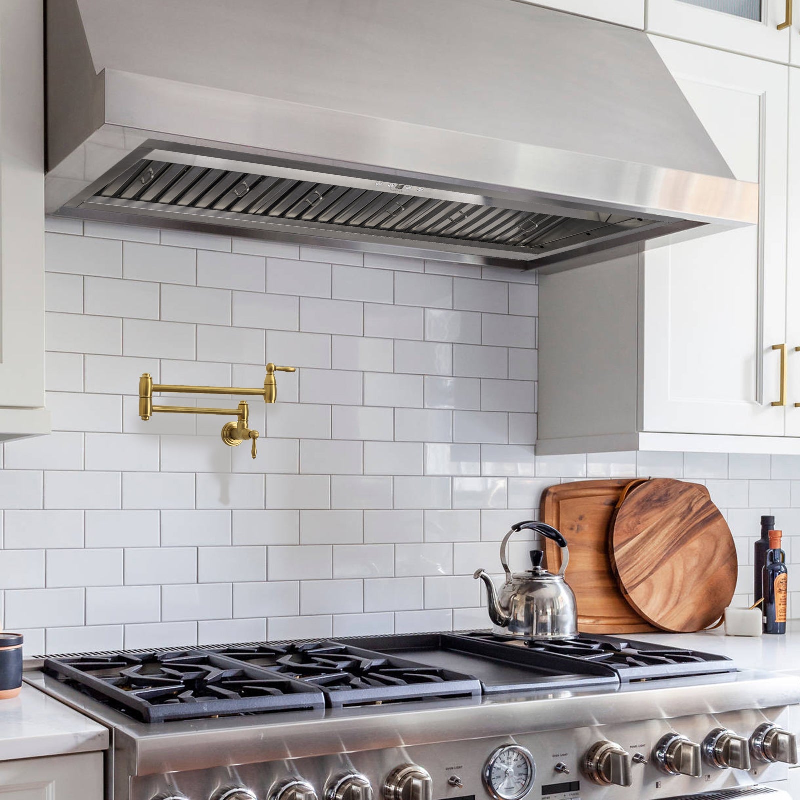 42“ Range Hood Insert, Ultra Quiet Stainless Steel 8" Ducted with 600 CFM Powerful Suction-NX-19IL-42