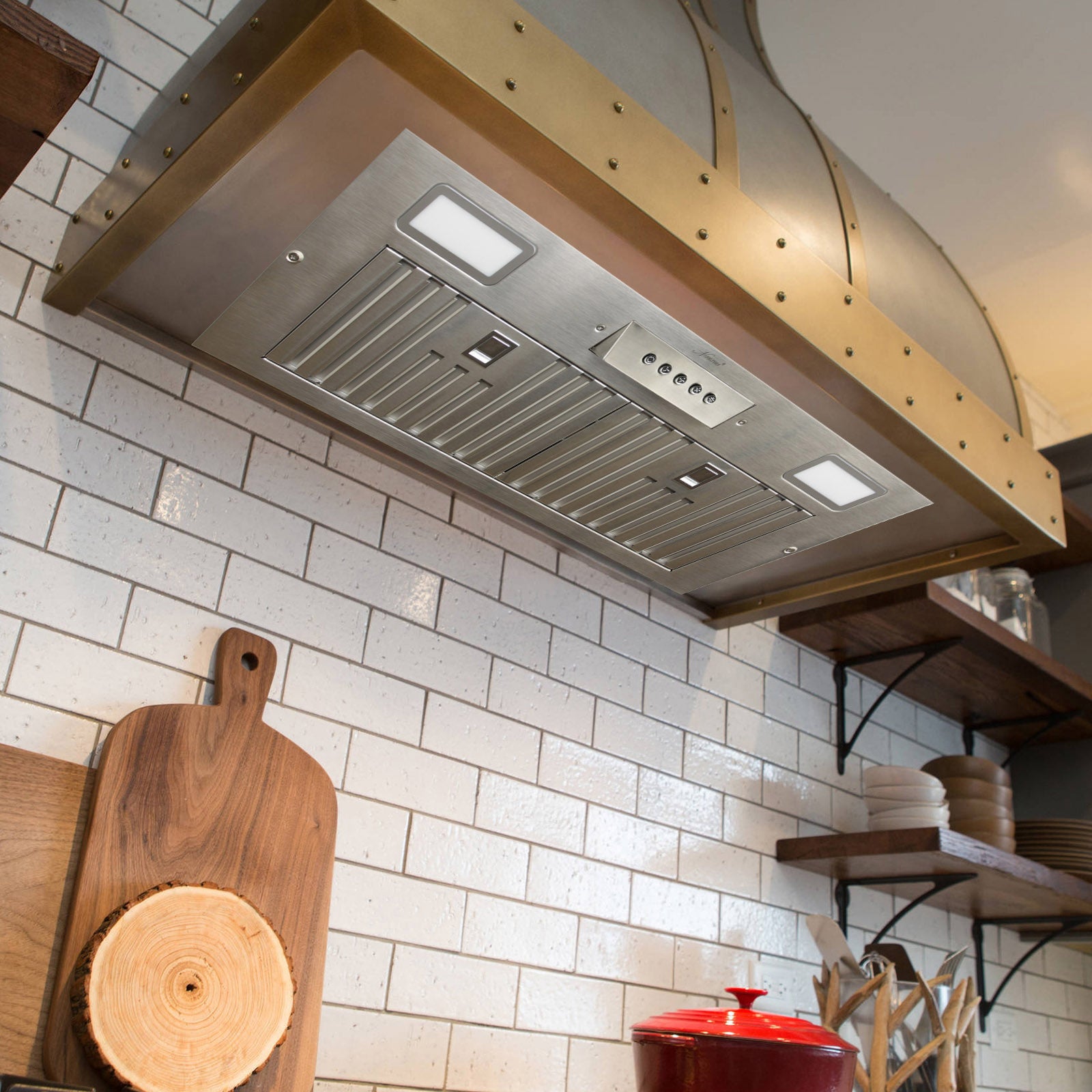 30“ Range Hood Insert, 600 CFM Built-in Stainless Steel Kitchen Hood with LED Lights - NX-HOOD-30