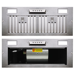 Range Hood Insert 30 Inch, 600 CFM Built-in Kitchen Hood with 3 Speeds, Ultra-Quiet Stainless Steel Ducted Vent Hood Insert with LED Lights and Dishwasher Safe Filters