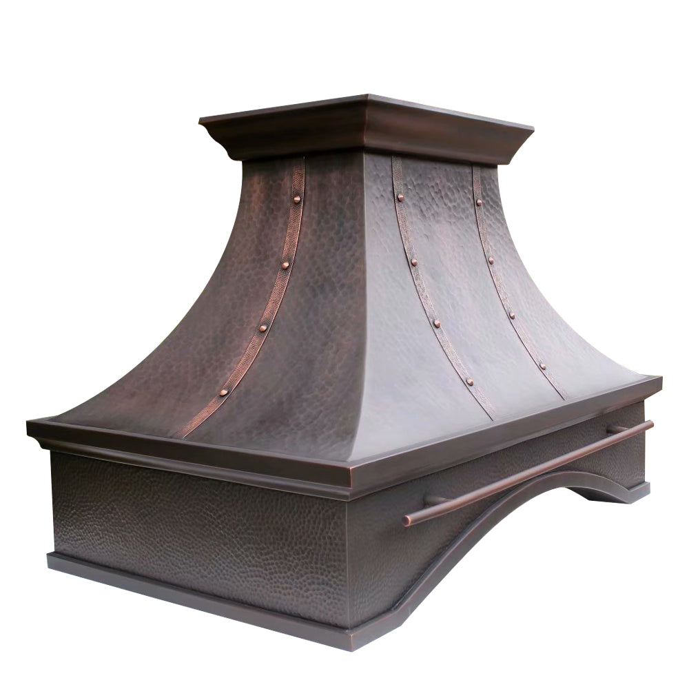Handcrafted copper range hood